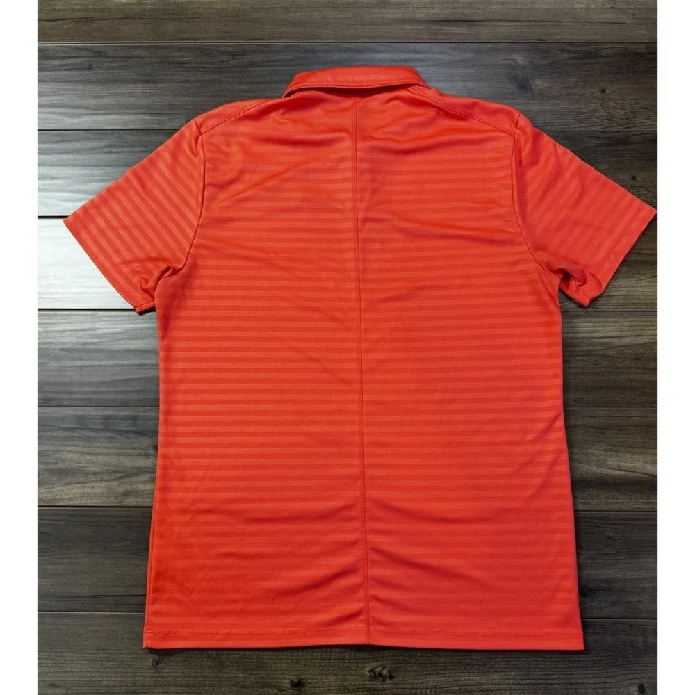 Nike Dri-Fit Essential Mens M Polo Short Sleeve Orange Striped Shirt 929102-816